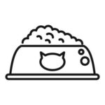 cat food bowl icon outline pet feed vector