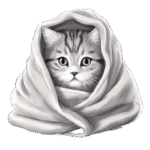 pngtree digital illustration of cute cat with blanket line art png image 11542017